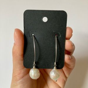 Kasumi like white pearl sterling silver handmade earrings